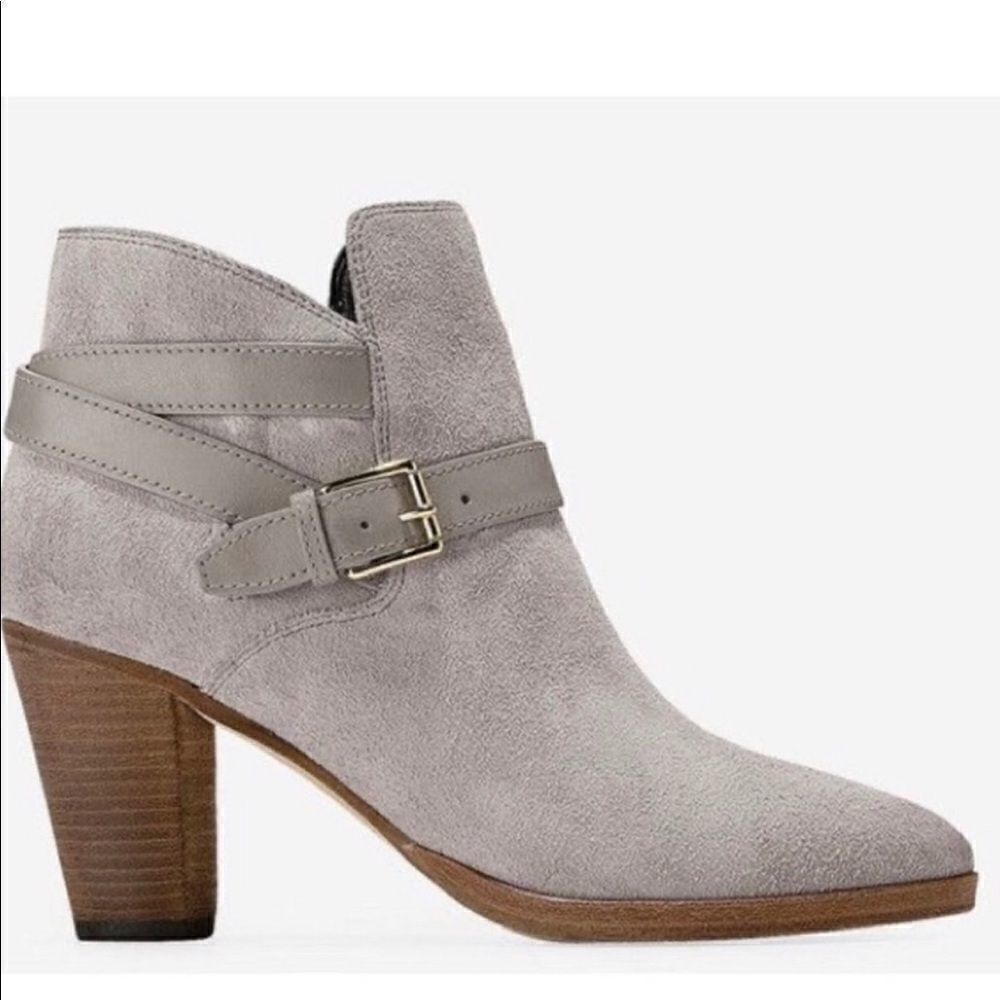 ‎COLE HAAN Hayes Grey Suede Strap Ankle Bootie Size 7.5